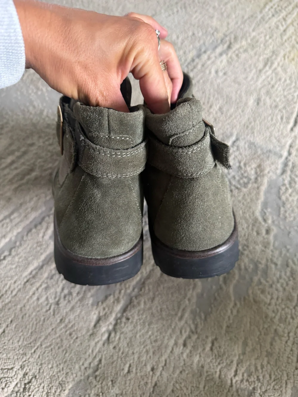 Orthofeet Scarlett boots comfort olive green suede buckle side zip 8 wide